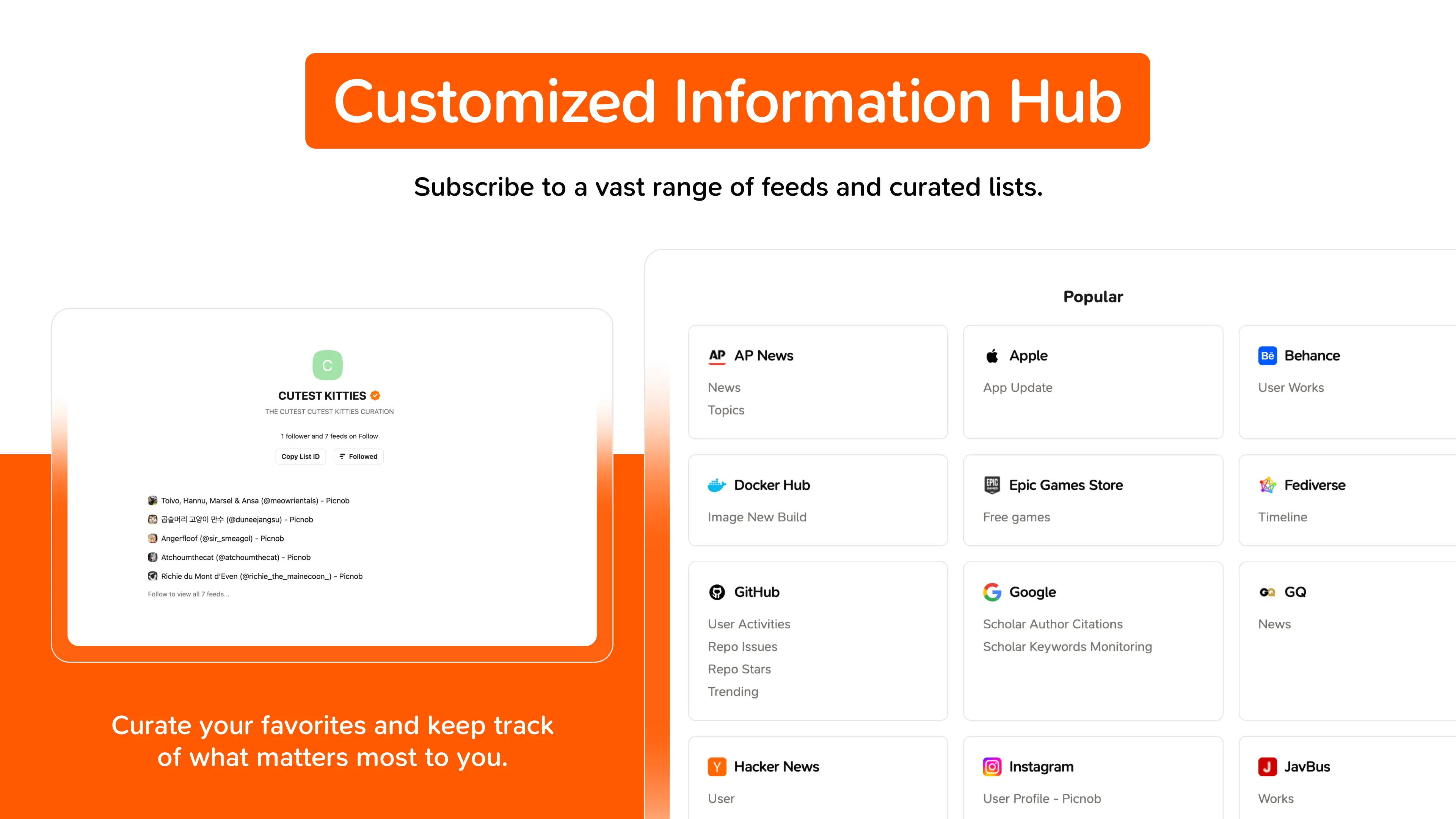 Screenshot of Customized Information Hub